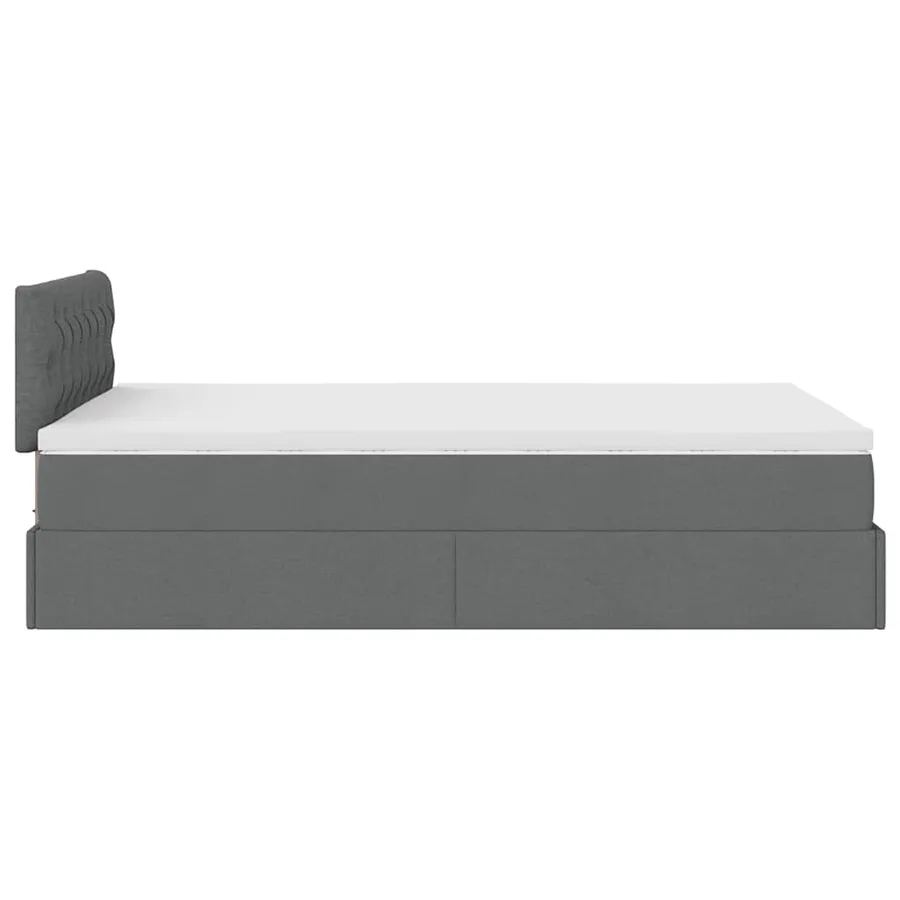 Lit ottoman avec matelas et LED gris foncé 120x200 cm tissu - 11