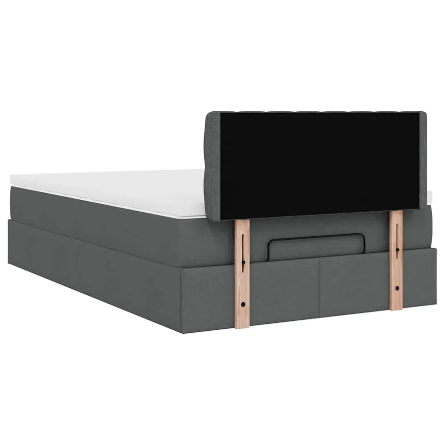 Lit ottoman avec matelas et LED gris foncé 120x200 cm tissu - 12