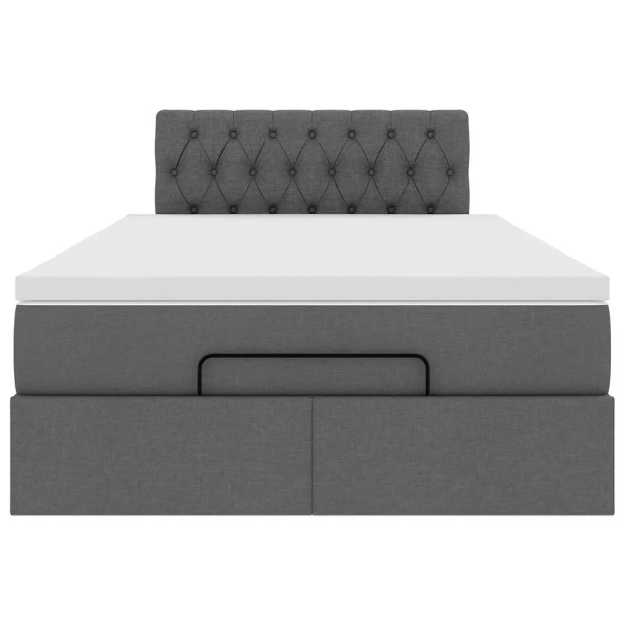 Lit ottoman avec matelas et LED gris foncé 120x200 cm tissu - 8