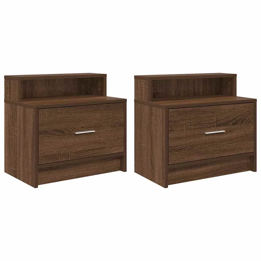 Tables de chevet avec tiroir 2 pcs chêne marron 51x31x47 cm - 2