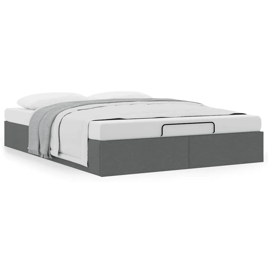 Cadre de lit ottoman sans matelas gris foncé 140x190 cm tissu - 4
