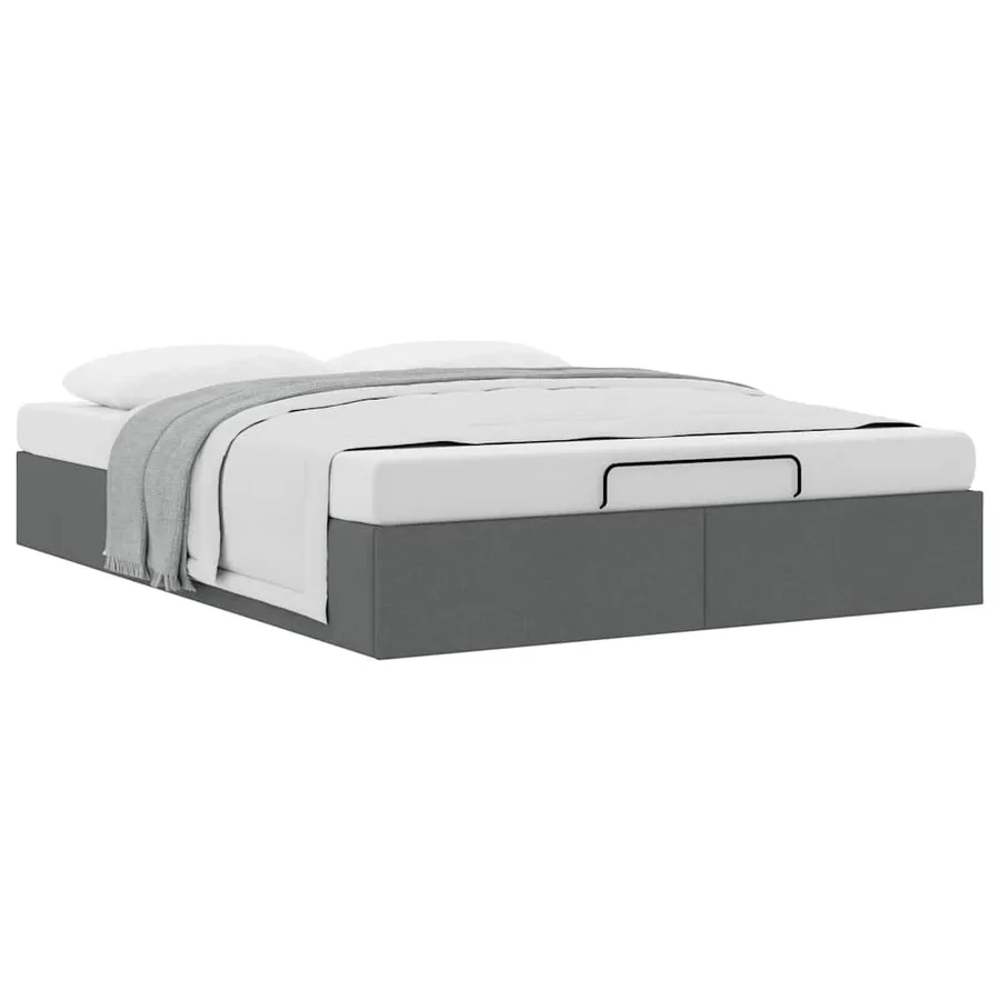 Cadre de lit ottoman sans matelas gris foncé 140x190 cm tissu - 5