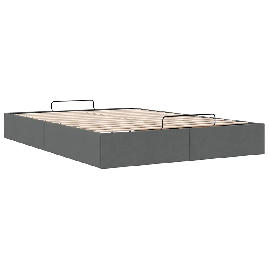 Cadre de lit ottoman sans matelas gris foncé 140x190 cm tissu - 6