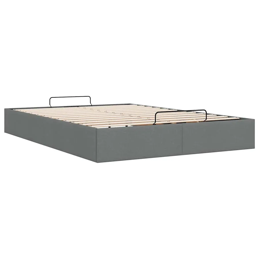 Cadre de lit ottoman sans matelas gris foncé 140x190 cm tissu - 9