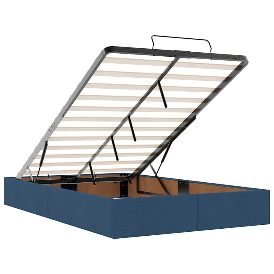 Cadre de lit ottoman avec matelas bleu 120x200 cm tissu - 12