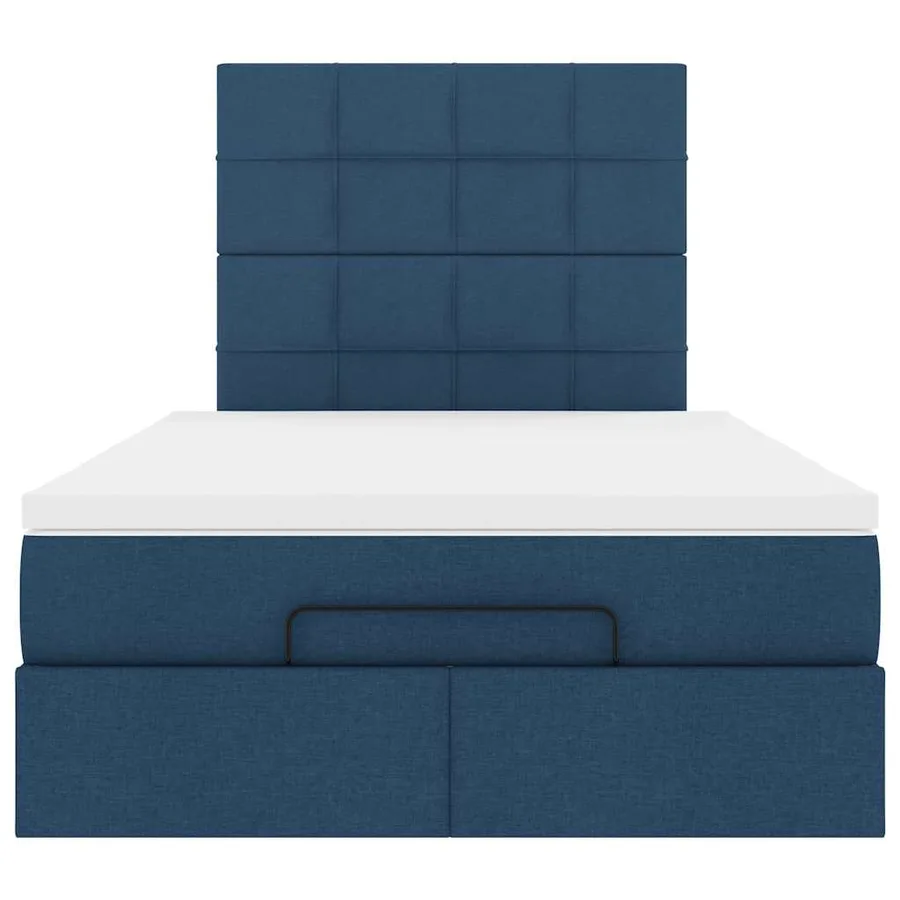 Cadre de lit ottoman avec matelas bleu 120x200 cm tissu - 7