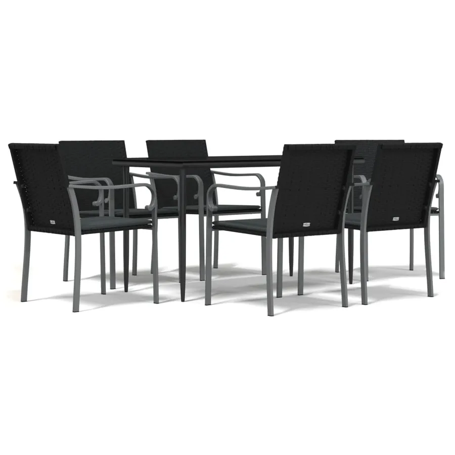 Ensemble à manger de jardin 7 pcs coussins résine tressée acier - 2