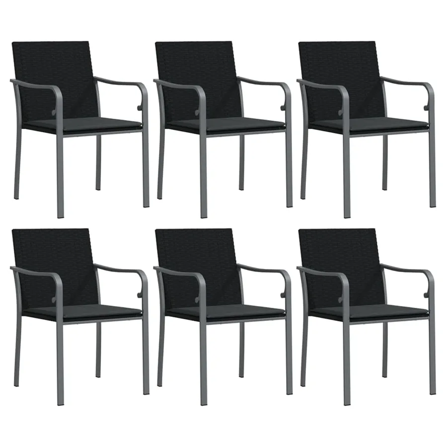 Ensemble à manger de jardin 7 pcs coussins résine tressée acier - 4