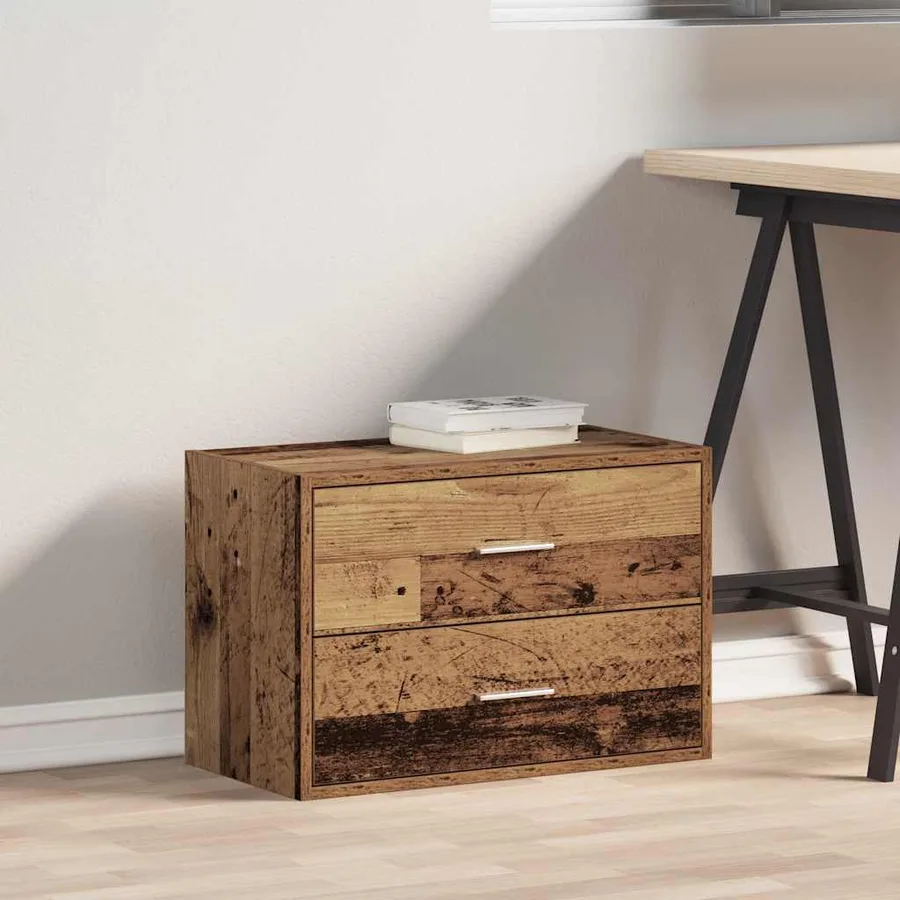 Armoire avec 2 tiroirs vieux bois 60x31x40 cm bois d'ingénierie - 3