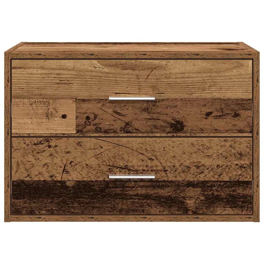 Armoire avec 2 tiroirs vieux bois 60x31x40 cm bois d'ingénierie - 4