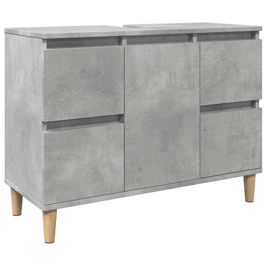 Meuble d'évier gris béton 80x33x60 cm bois d'ingénierie - 2