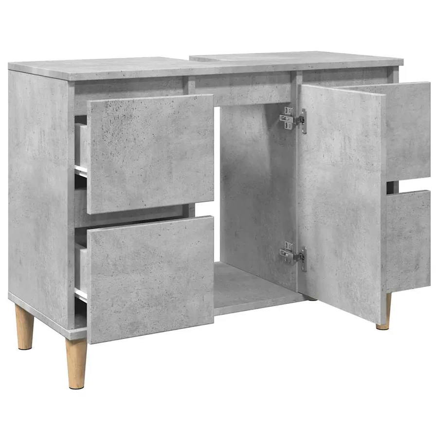 Meuble d'évier gris béton 80x33x60 cm bois d'ingénierie - 5