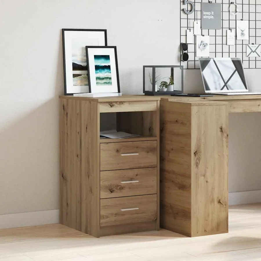 Commode chêne artisanal 40x50x76 cm bois d'ingénierie