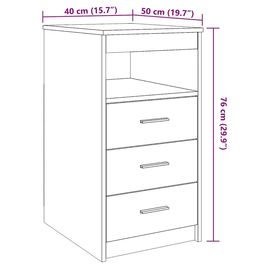 Commode chêne artisanal 40x50x76 cm bois d'ingénierie - 10