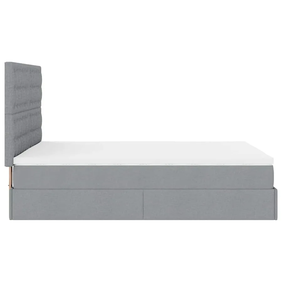 Cadre de lit ottoman et matelas gris clair 140x190 cm tissu - 11