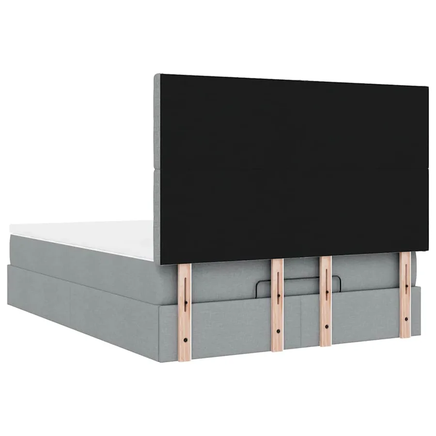 Cadre de lit ottoman et matelas gris clair 140x190 cm tissu - 12