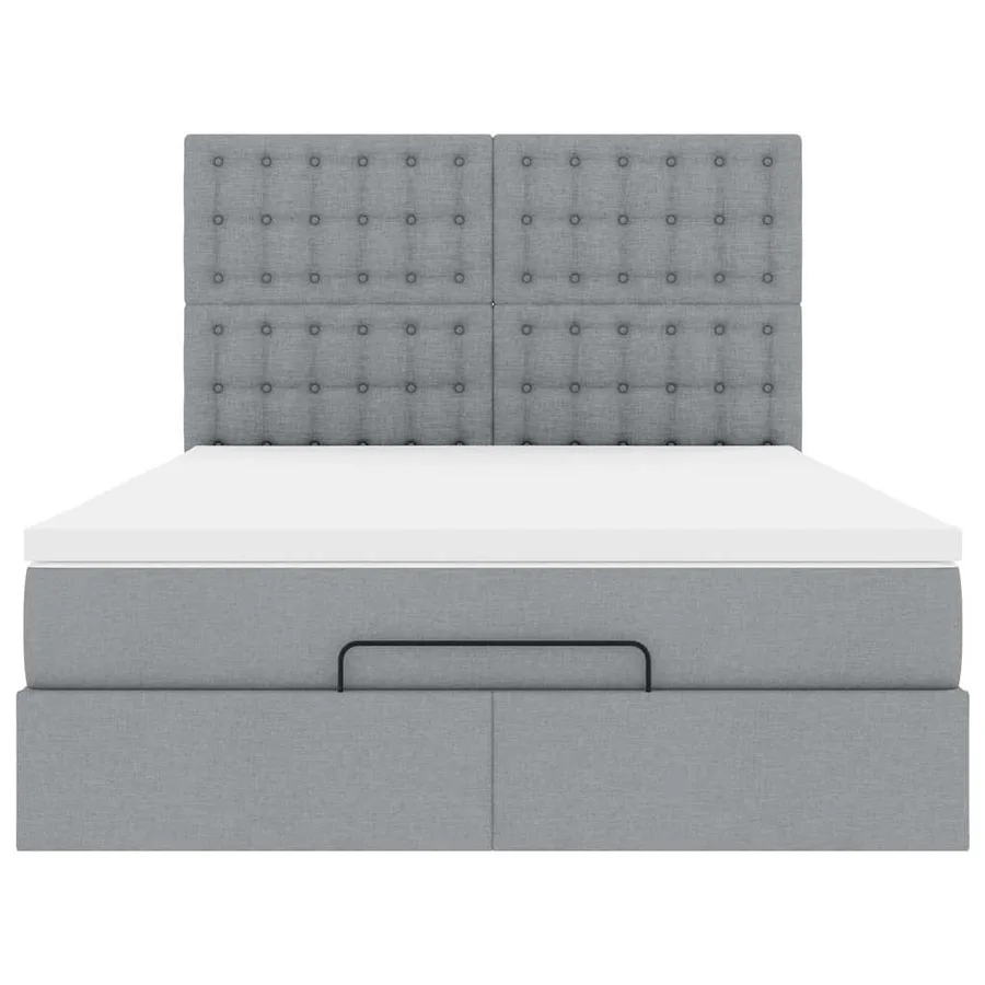Cadre de lit ottoman et matelas gris clair 140x190 cm tissu - 8