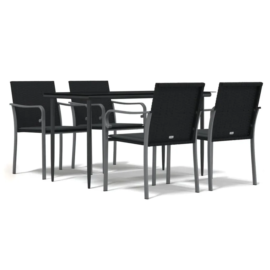 Ensemble à manger de jardin 5 pcs coussins résine tressée acier - 2