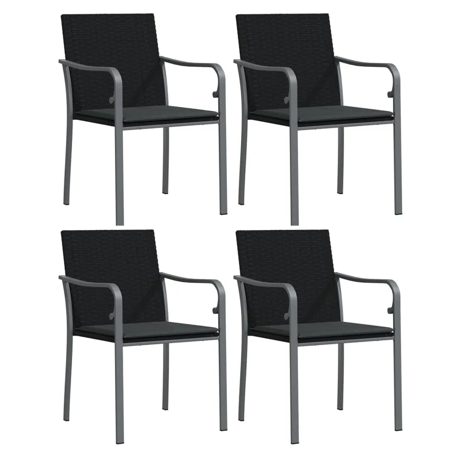 Ensemble à manger de jardin 5 pcs coussins résine tressée acier - 4