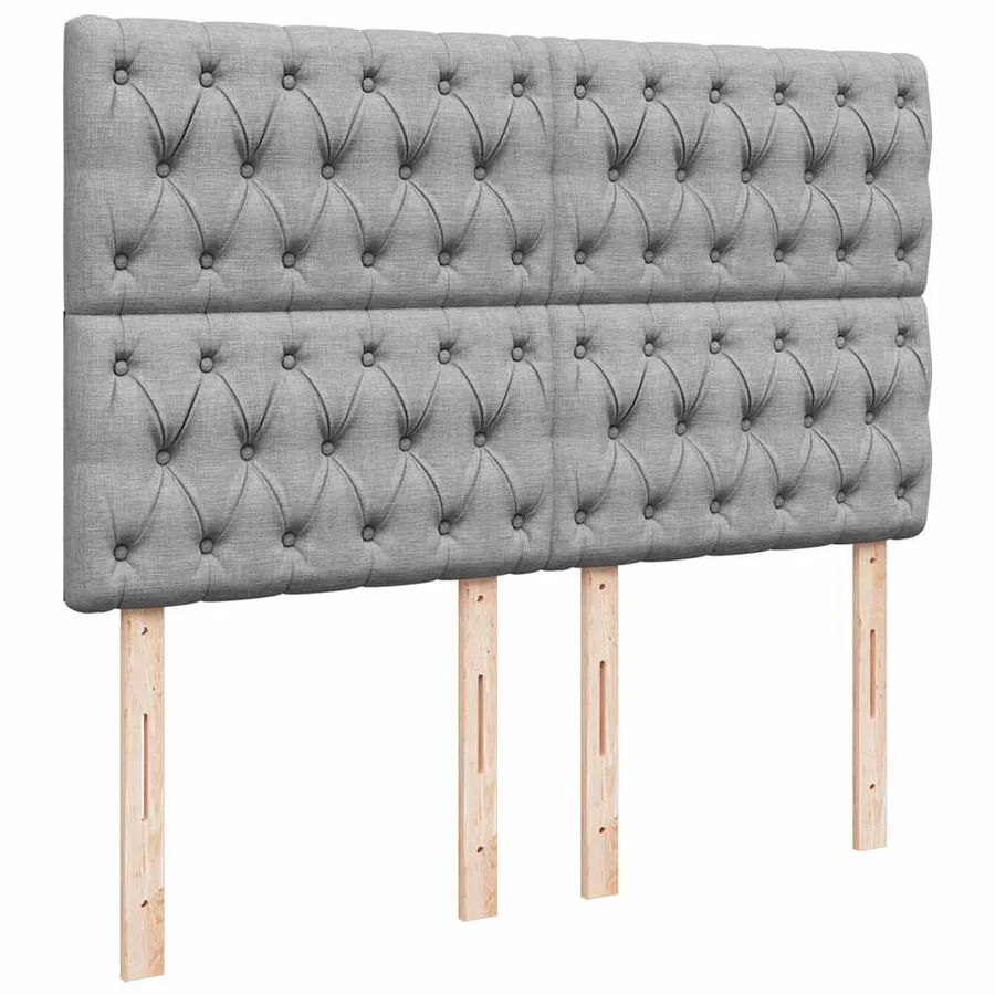 Cadre de lit ottoman et matelas gris clair 140x190 cm tissu - 10