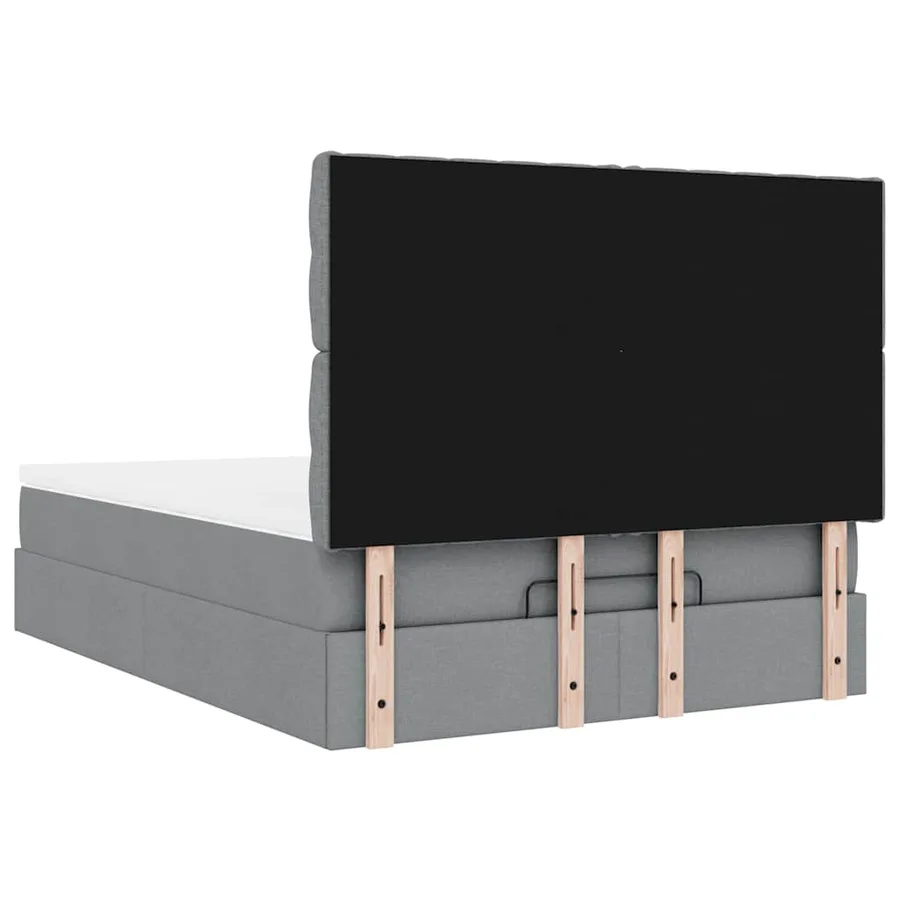 Cadre de lit ottoman et matelas gris clair 140x190 cm tissu - 12