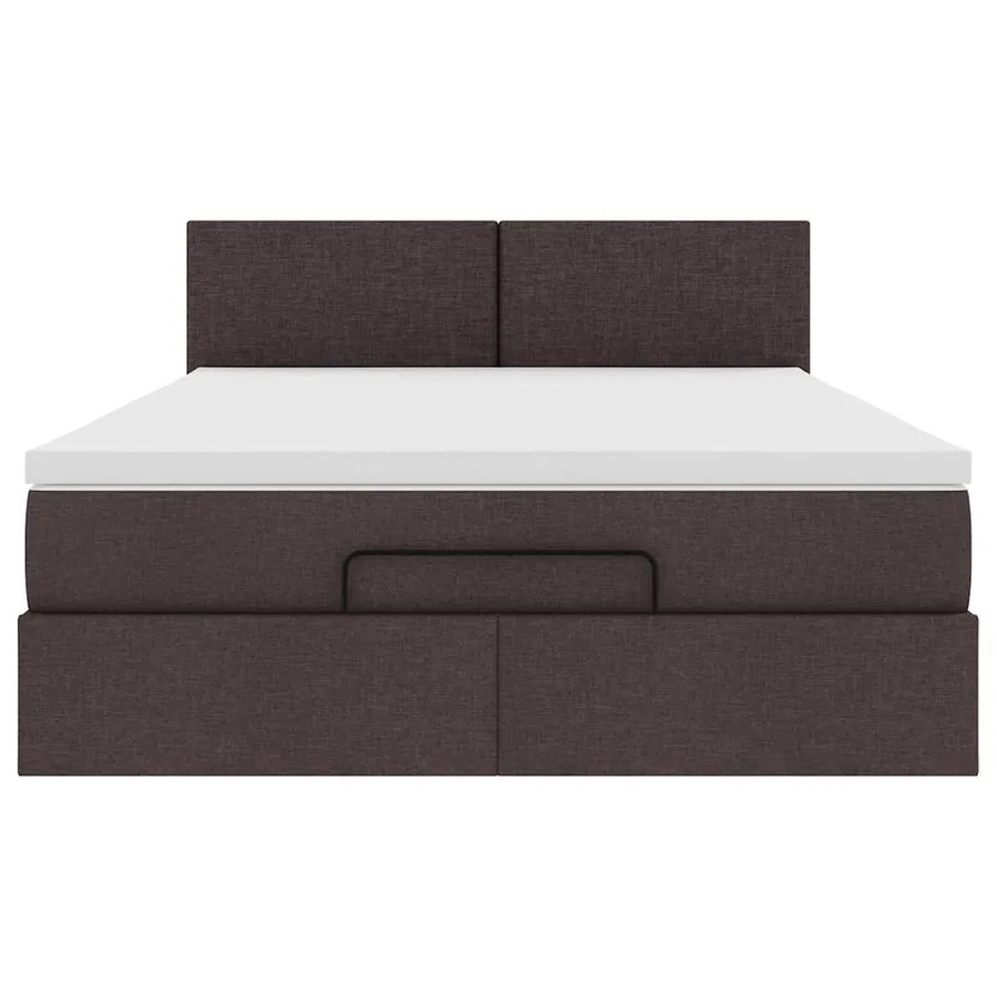 Lit ottoman avec matelas marron foncé 140x190 cm tissu - 7