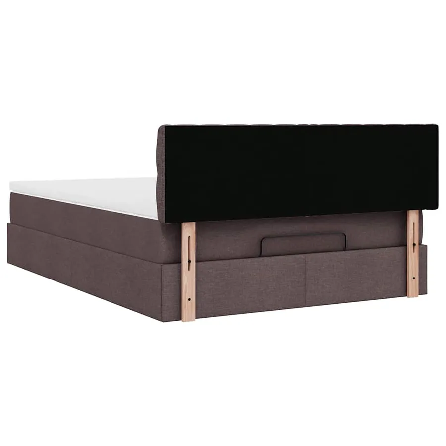 Lit ottoman avec matelas marron foncé 140x190 cm tissu - 11