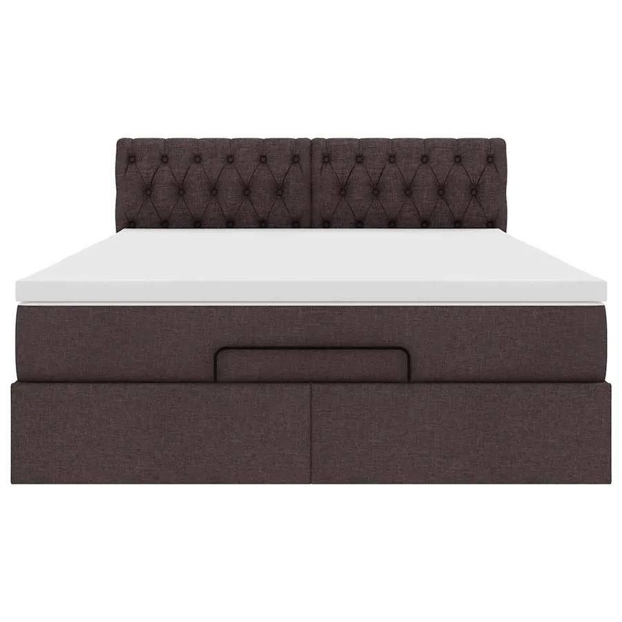 Lit ottoman avec matelas marron foncé 140x190 cm tissu - 7