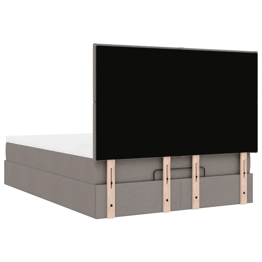 Cadre de lit ottoman avec matelas taupe 140x190 cm tissu - 12