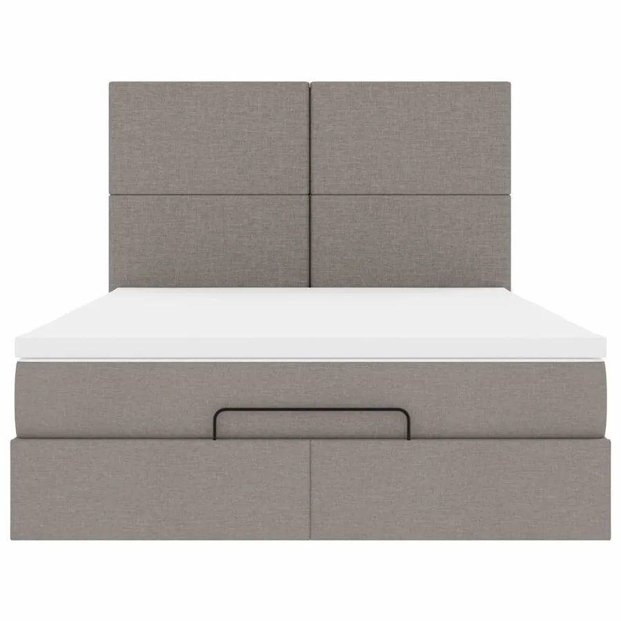Cadre de lit ottoman avec matelas taupe 140x190 cm tissu - 8