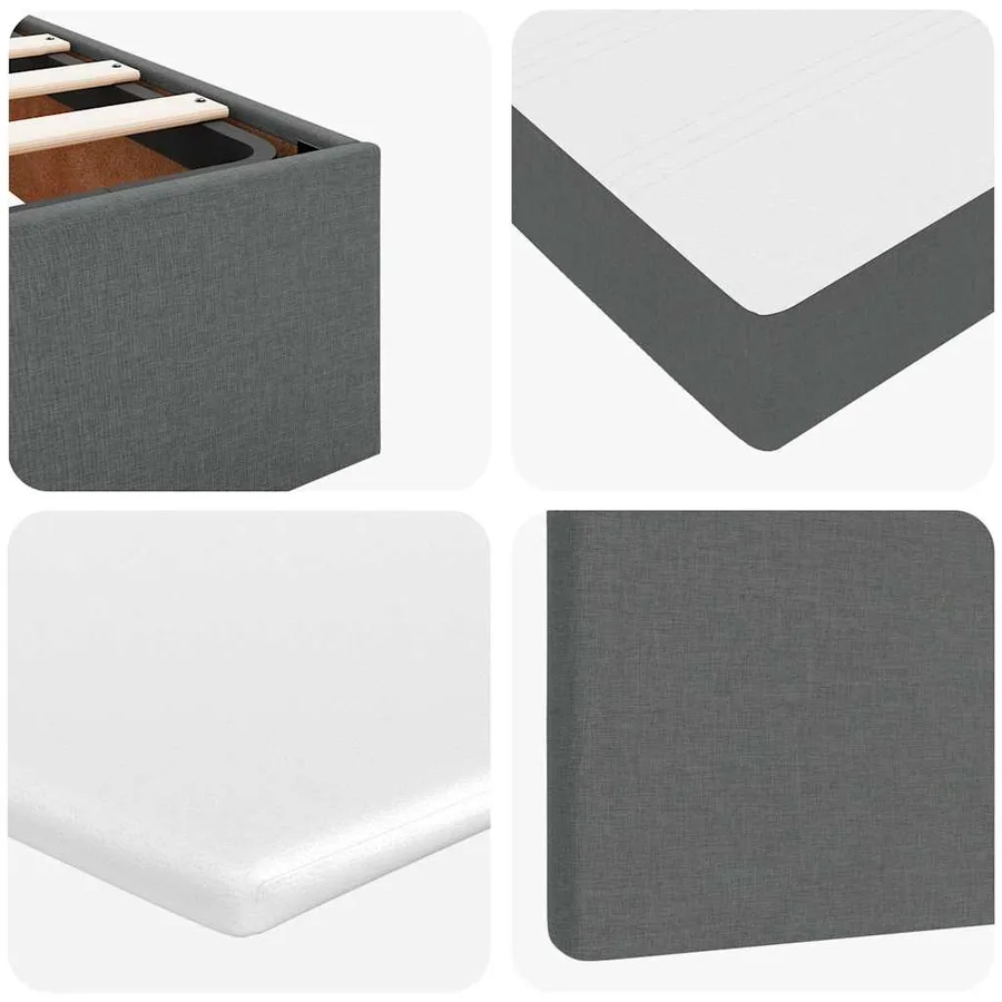 Lit ottoman avec matelas gris foncé 140x190 cm tissu - 14
