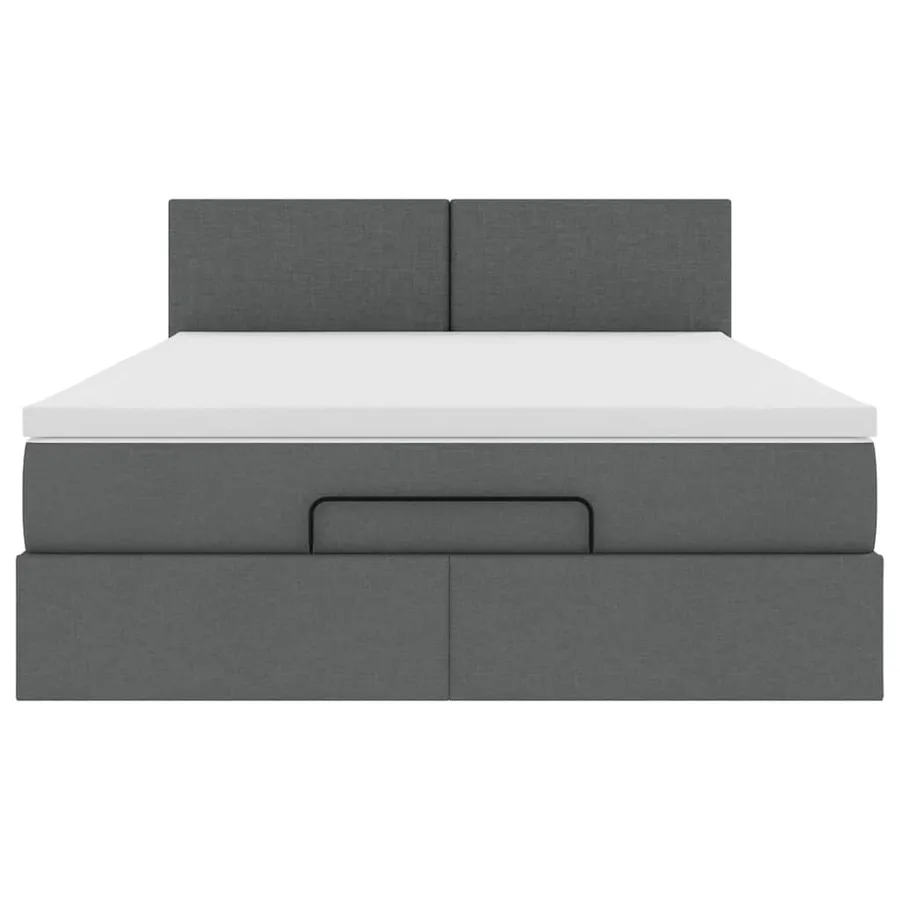 Lit ottoman avec matelas gris foncé 140x190 cm tissu - 7