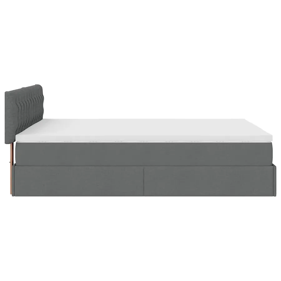 Lit ottoman avec matelas gris foncé 140x190 cm tissu - 10