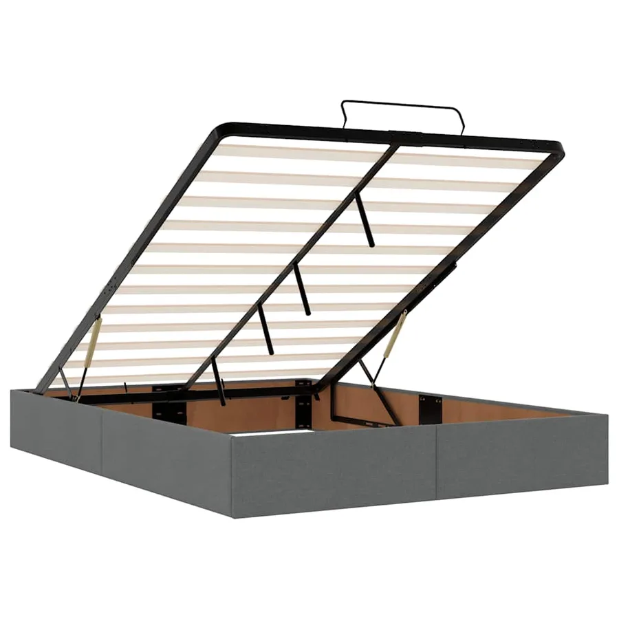Lit ottoman avec matelas gris foncé 140x190 cm tissu - 12