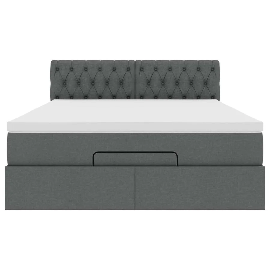 Lit ottoman avec matelas gris foncé 140x190 cm tissu - 7