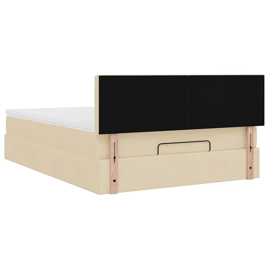 Lit ottoman avec matelas crème 140x190 cm tissu - 11