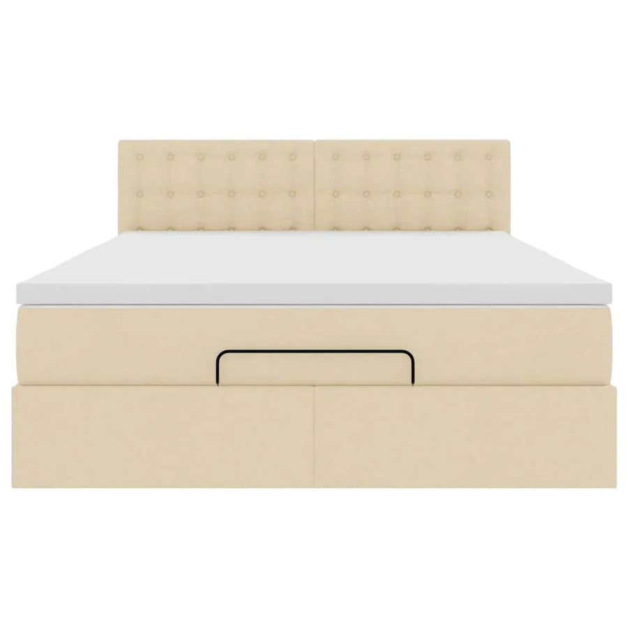 Lit ottoman avec matelas crème 140x190 cm tissu - 7