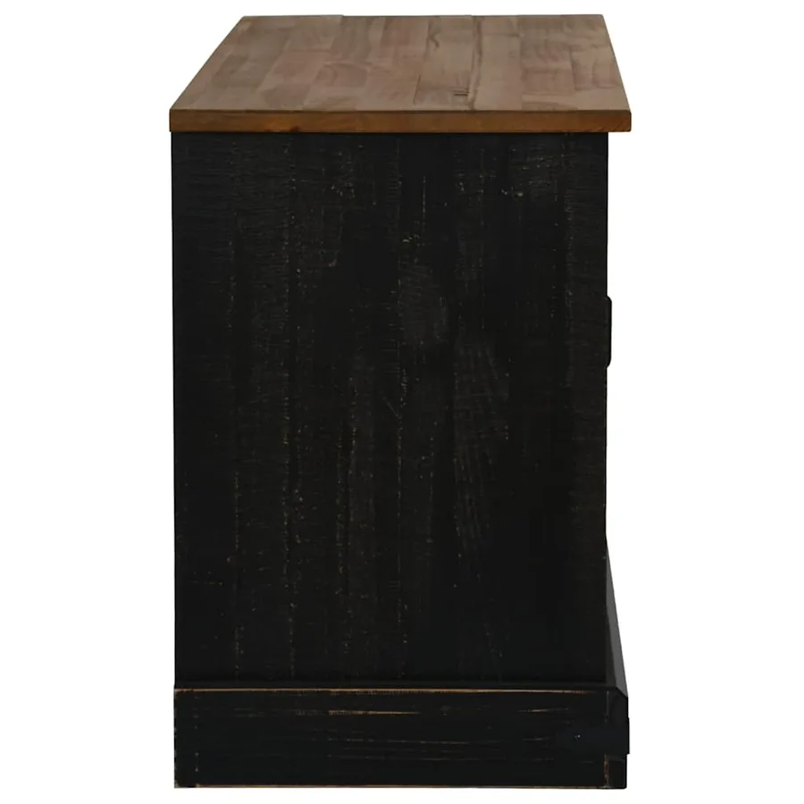 Meuble TV HALDEN porte coulissante noir 110x40x60cm bois massif - 5