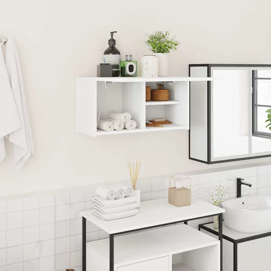 Armoire murale de bain blanc 60x25x30 cm bois d'ingénierie