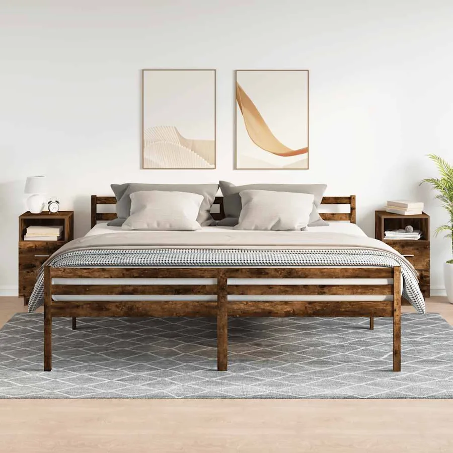 Tables de chevet 2 pcs avec 2 tiroirs chêne fumé 36x36x68 cm - 3