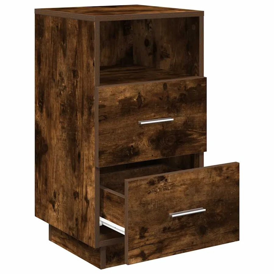 Tables de chevet 2 pcs avec 2 tiroirs chêne fumé 36x36x68 cm - 5