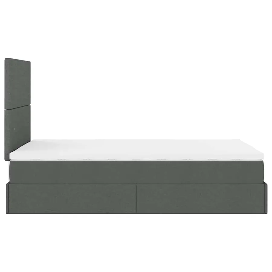 Cadre de lit ottoman avec matelas gris foncé 120x190 cm tissu - 11