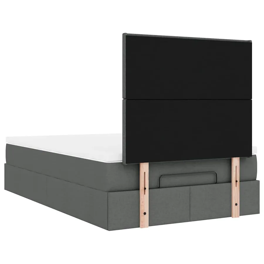 Cadre de lit ottoman avec matelas gris foncé 120x190 cm tissu - 12