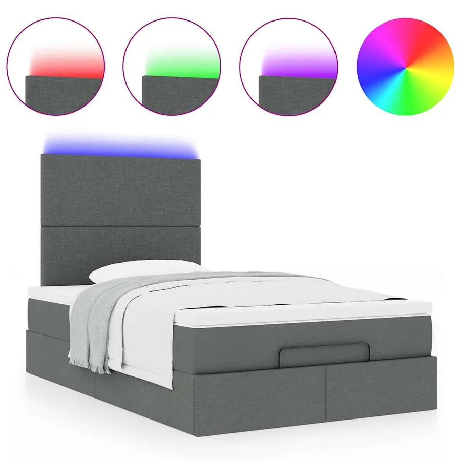 Cadre de lit ottoman avec matelas gris foncé 120x190 cm tissu - 5