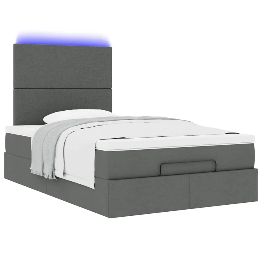 Cadre de lit ottoman avec matelas gris foncé 120x190 cm tissu - 6