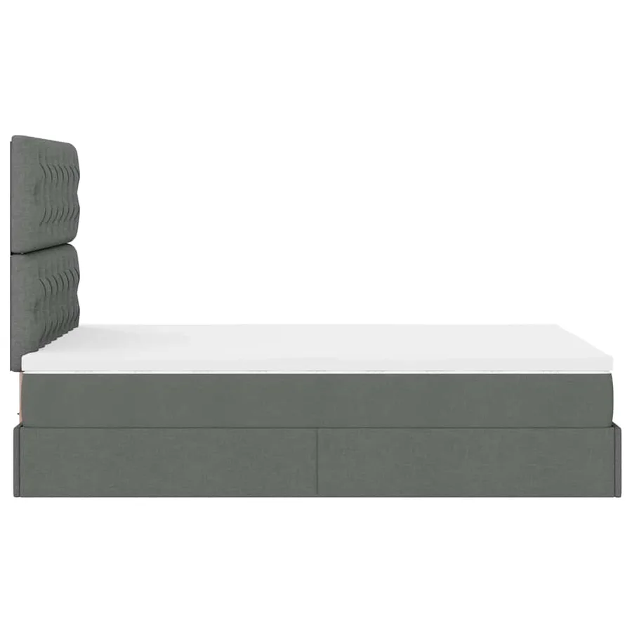 Cadre de lit ottoman avec matelas gris foncé 120x190 cm tissu - 11