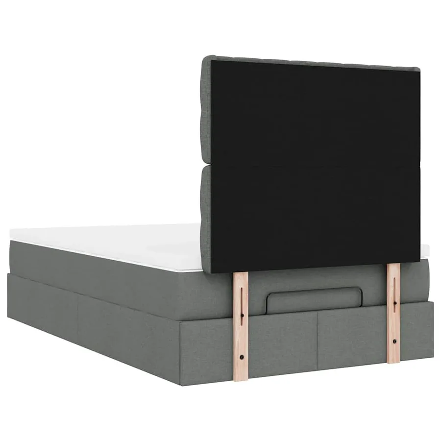 Cadre de lit ottoman avec matelas gris foncé 120x190 cm tissu - 12