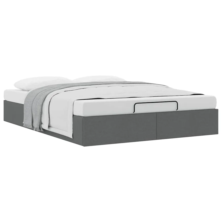 Cadre de lit ottoman sans matelas gris foncé 140x200 cm tissu - 5