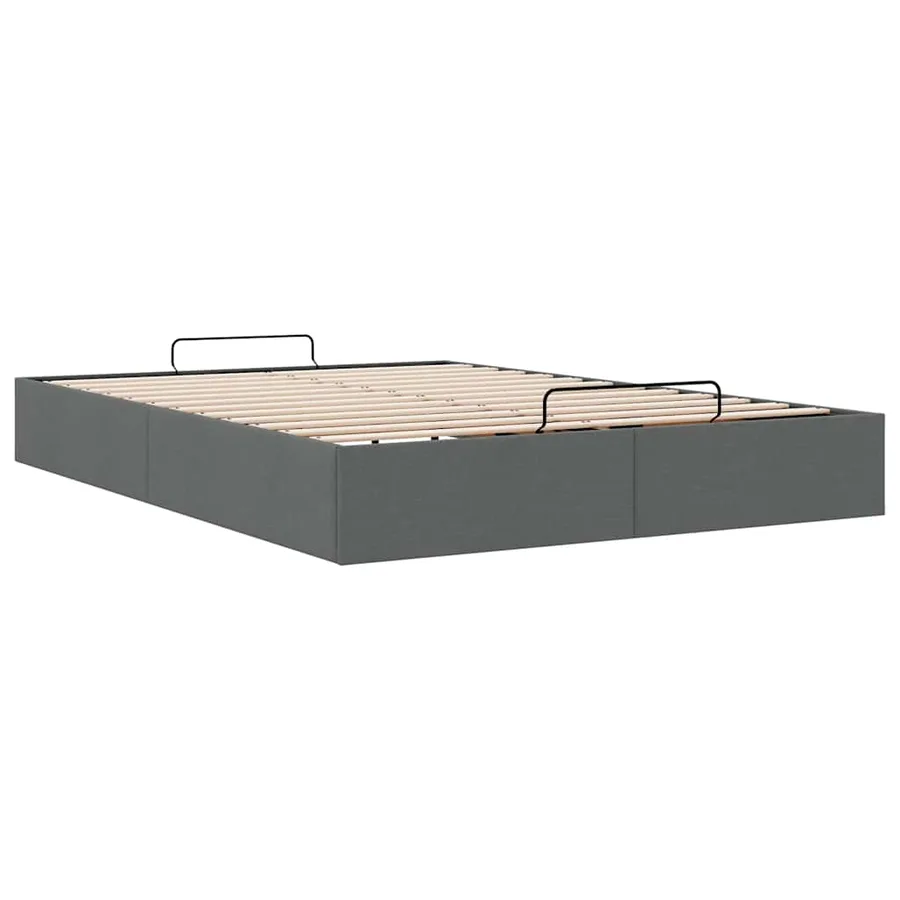 Cadre de lit ottoman sans matelas gris foncé 140x200 cm tissu - 6