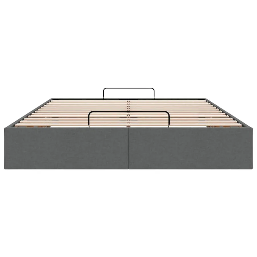 Cadre de lit ottoman sans matelas gris foncé 140x200 cm tissu - 7